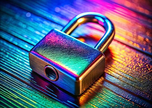 Secure Website Padlock Macro Photography: Close-up Detail of Online Security