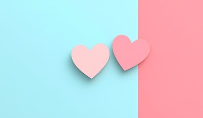 Cute pink paper hearts on a pastel background with copy space for text, a Valentine's Day banner template design.