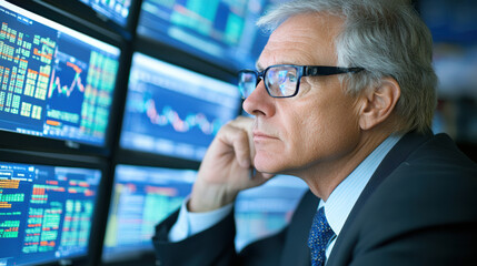 Senior Financial Analyst Monitoring Stock Market Data