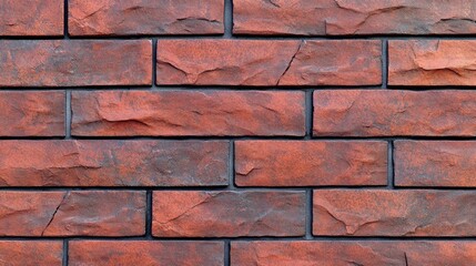 Obraz premium A close-up shot of a red brick wall with textured bricks and mortar joints