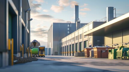 Obraz premium Waste recycling plant with a focus on conveyor operations. Showcasing garbage sorting, sustainable industry, and eco-solutions. Ideal for environmental and technological content.