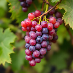 Fototapeta premium A high-resolution image of a cluster of grapes in a vineyard