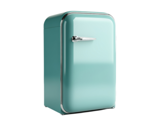 Isolated Retro Turquoise Mini Fridge