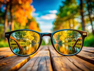 Sharp Vision: Eyeglasses Correcting Blurred Image, Optical Health Concept