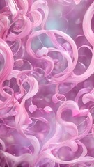 A stylized purple heart surrounded by dynamic swirls and floating love symbols creates a romantic, ethereal atmosphere. Ideal for themes of romance, Valentine's Day, and love-related concepts.