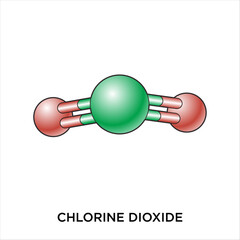 Chlorine Dioxide Ball and Stick Molecule