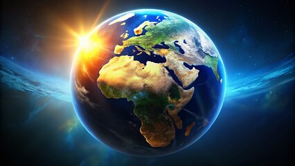Fototapeta premium Silhouette Earth Globe from Space: 3D Rendered Planet Detail