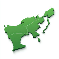 Obraz premium 3D map of green region, highlighting geographical features and borders