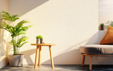 Cozy corner with plants and comfortable seating in bright indoor space