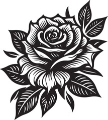 black and white rose