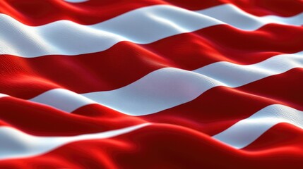 Naklejka premium A close-up shot of a red and white striped flag, perfect for use in patriotic or celebratory contexts