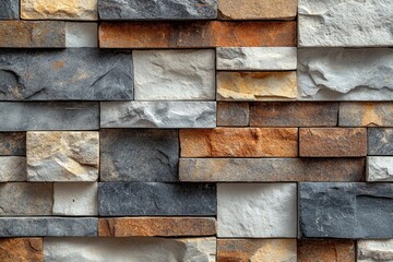 A close-up shot of a stone wall with various colors, perfect for architectural or decorative purposes