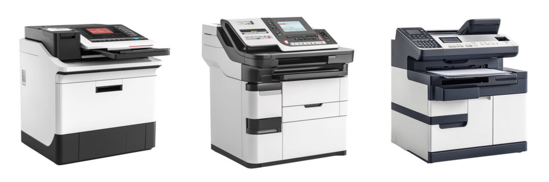 Untitled design - Set of printer machine for printing for office work on white background