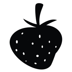 Cute cartoon hand drawn strawberry icon silhouette.