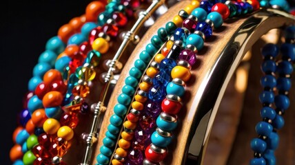 Vividly Colorful Handcrafted Beaded Jewelry with a Stunning Array of Gems and Stones, Capturing the Essence of Artistic Expression