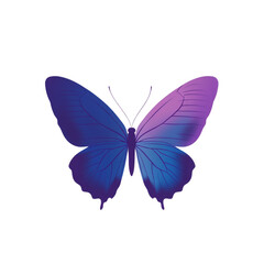 A digitally rendered image showcases a striking purple and blue butterfly against a black background.