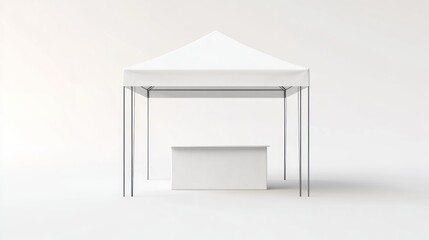 Blank white pop-up tent and counter, studio shot