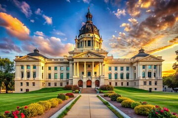Fototapeta premium South Dakota State Capitol Building: Pierre, USA - Renaissance Revival Architecture Landmark