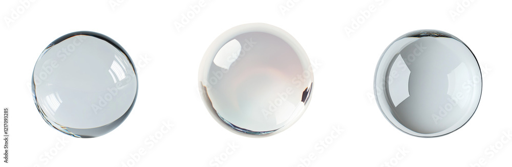 Aufkleber the image shows three oval-shaped glass objects with varying reflections of light against a black ba
