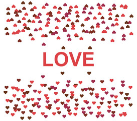 Romantic red heart FOR Valentine  hearts falling on white background