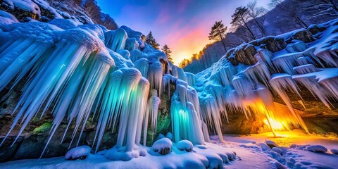 Sparkling Icicles of Misotsuchi, Chichibu, Japan: Winter Wonderland Close-Up