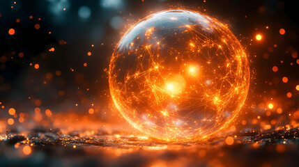 Obraz premium Fiery Sphere Glowing with Intense Energy and Light
