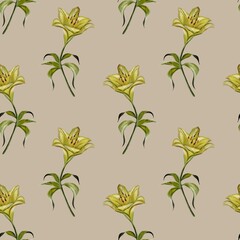 Beautiful seamless lily flower pattern for textiles and wrapping paper design