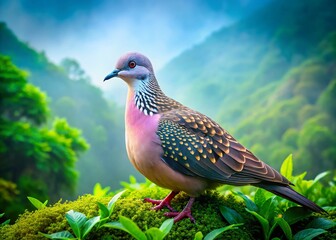 Obraz premium Spotted Dove Western Ghats Closeup Double Exposure Portrait - Wildlife Photography