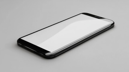 Modern smartphone, blank screen, gray background, technology mockup