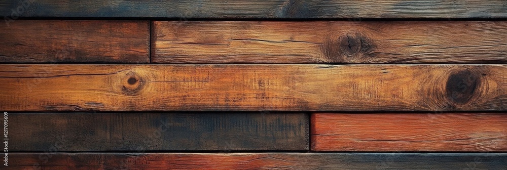 Poster rustic wooden plank texture with natural grain patterns in warm brown and black tones for background