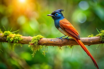 Sri Lanka Birds: Colorful Paradise Flycatcher in Lush Rainforest