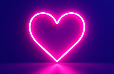 Neon pink hart with various glowing effects, luminous outline. 
