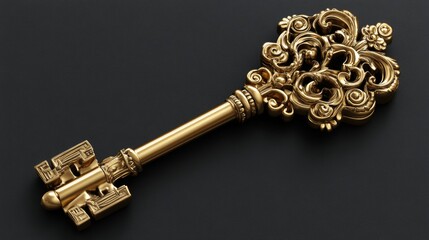 Intricate golden key symbolic of mystery and potential