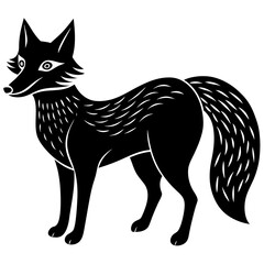 Fox Silhouette vector with white background