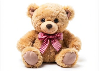 Obraz premium Cute Teddy Bear With Bow On A White Background