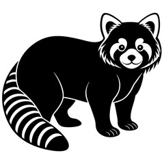 Red panda Silhouette vector with white background