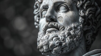 Marble Statue Gazing Upward With A Textured Surface