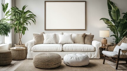 Modern Minimalist Boho Living Room Mockup