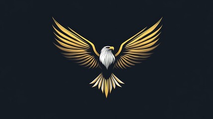 Obraz premium Stylized golden eagle design glowing against a shadowy dark background