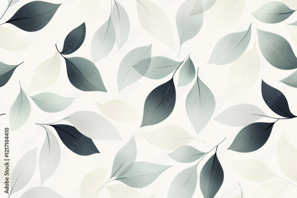 Poster scandinavian minimalist pattern featuring soft leaf shapes in neutral tones arranged with organic fl