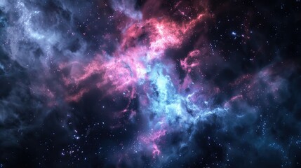 A vibrant cosmic scene showcasing colorful nebulae and stars in the vast universe.