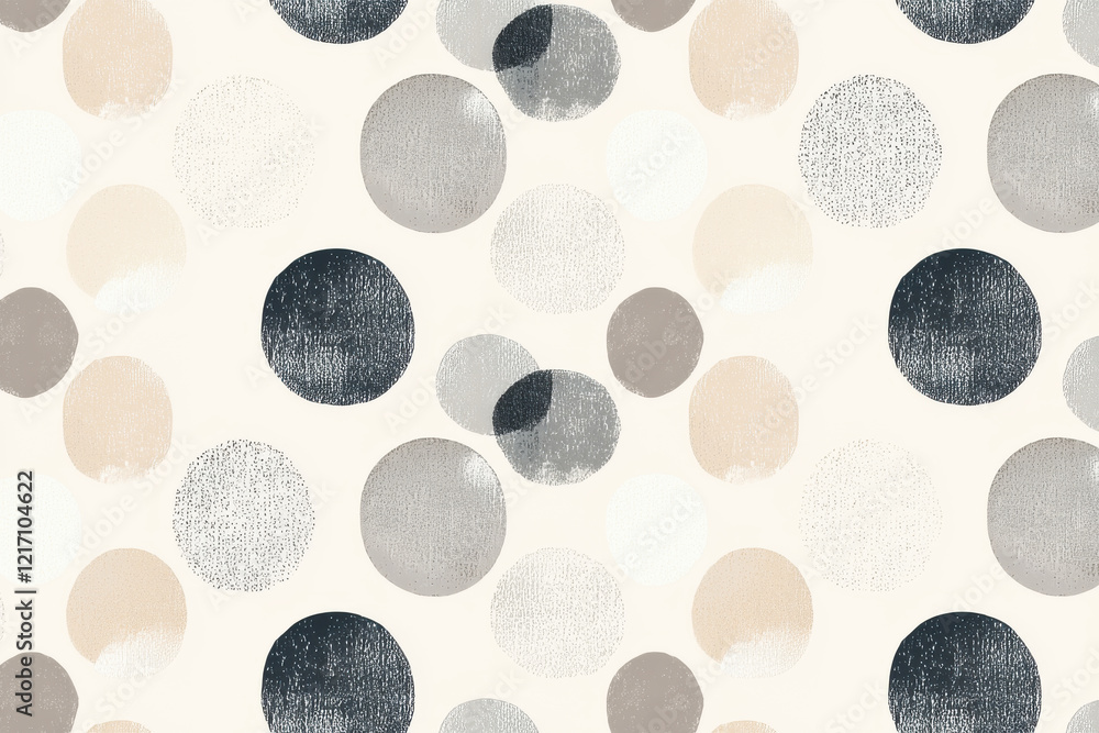 Aufkleber scandinavian minimalist pattern featuring soft neutral tones and evenly spaced dots on a beige backg
