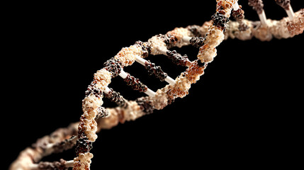 close up of a DNA strand.