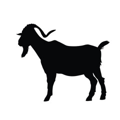 Black silhouette of goat standing side view