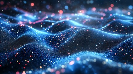 Obraz premium a blue and pink glittery waves