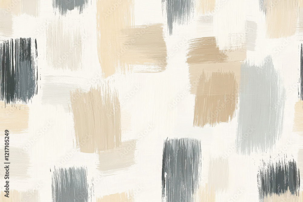 Poster scandinavian-inspired abstract pattern with brushstroke textures on a matte white background