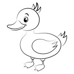 A vector digital illustration of a cute duckling to color in cartoon style. Ideal for children's coloring books.