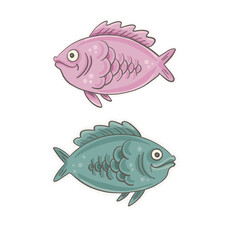 Pink fish and green fish