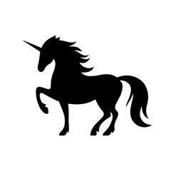 Majestic Unicorn Silhouette with Flowing Mane in Black