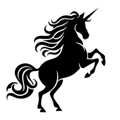Majestic Unicorn Silhouette – Black and White Fantasy Art